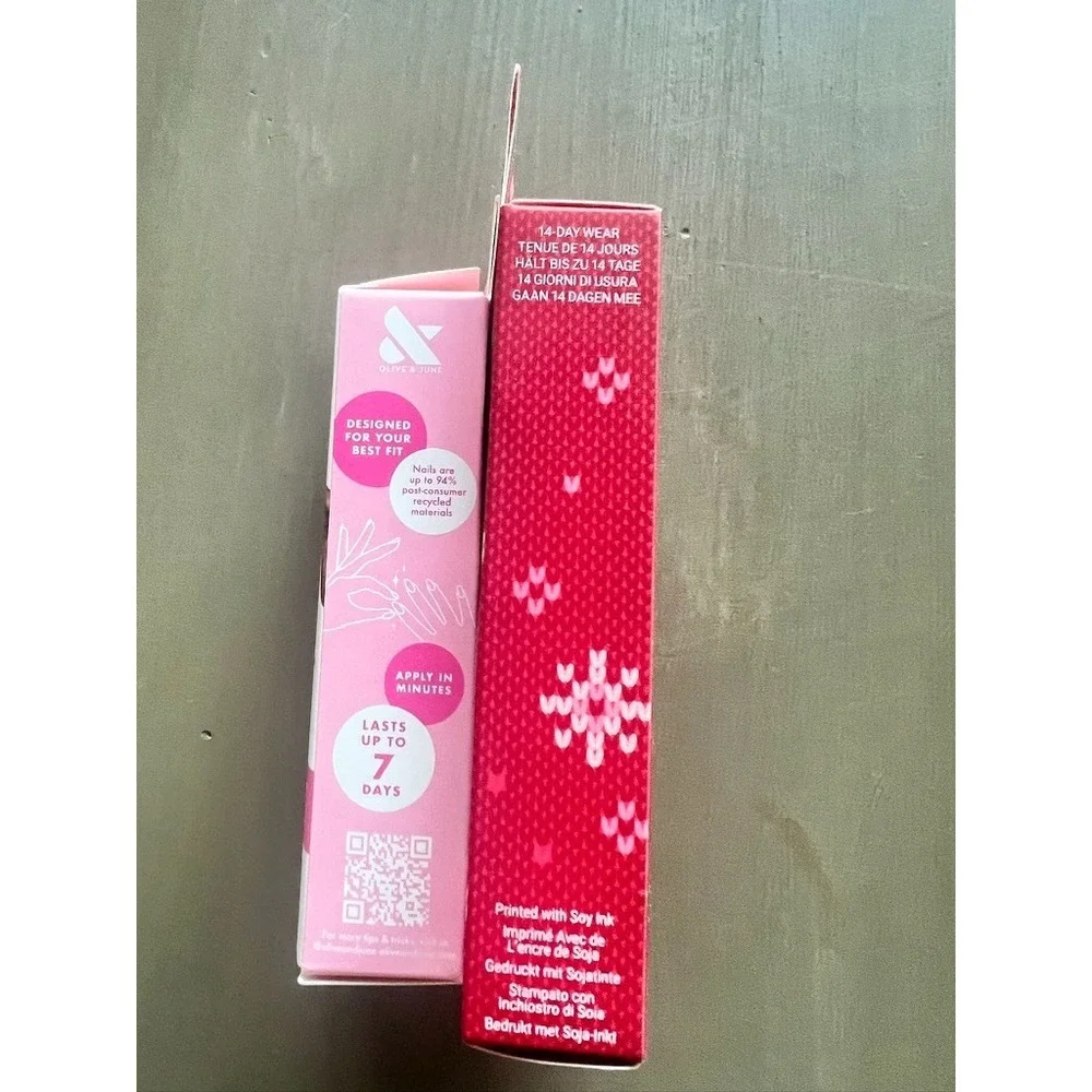 Olive & June Press On‎ Nails + KISS Pink Snowflakes Nails Opened Unused Lot